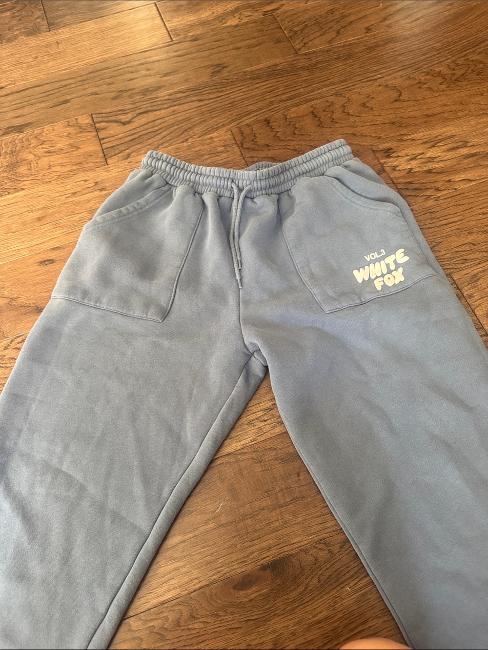 White Fox Boutique Light Blue Graphic Jogger Sweatpants